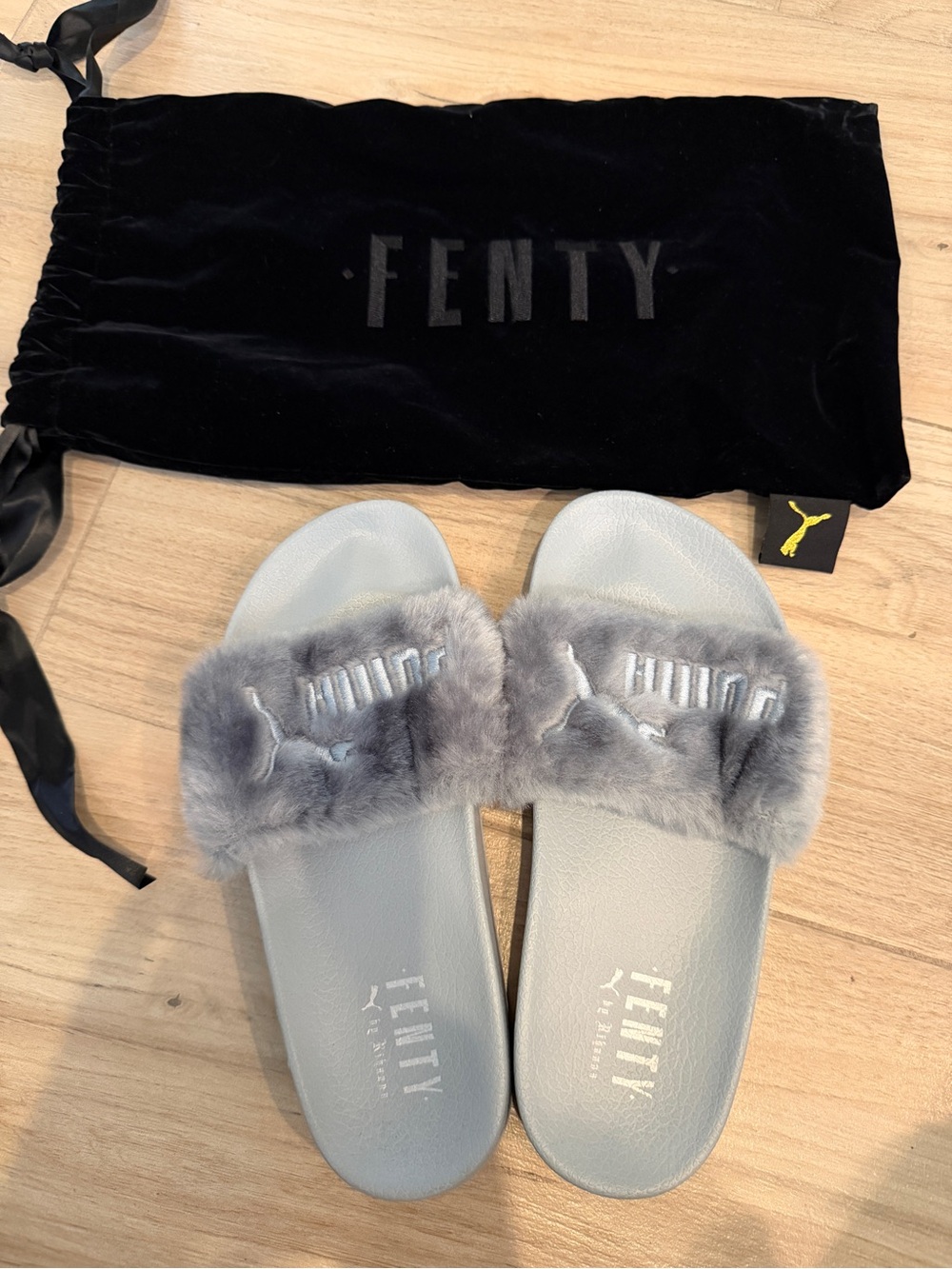 FENTY x PUMA Rihanna Gray Fur Slides US 6.5